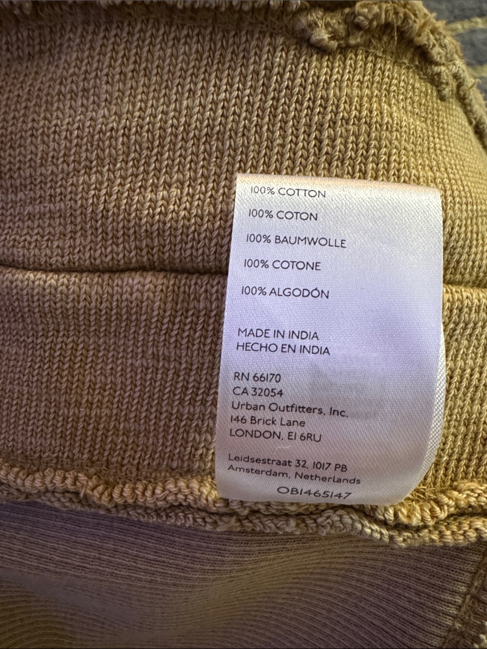 PILCRO Anthropologie washed gold ribbed oversized squared raw seams crop top. S - Picture 8 of 8